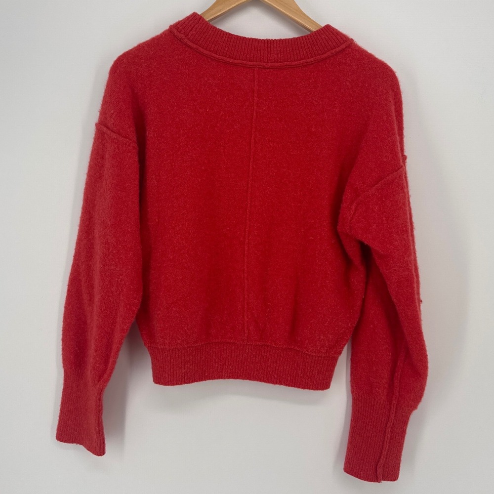 Free People 100% Cashmere Women XL Sweater Red Crew Neck Relaxed Fit OB1223427